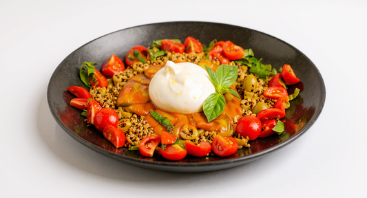Burrata mit geröstetem Quinoa