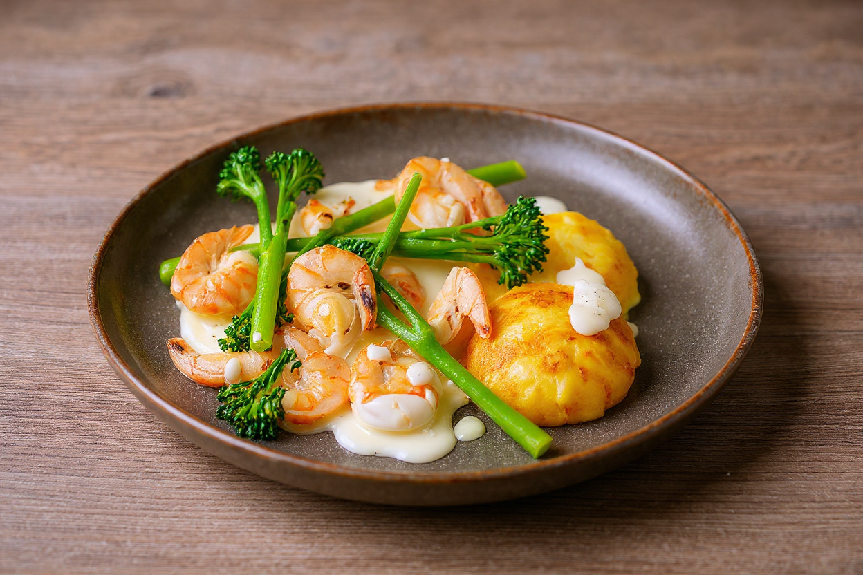 Garnelen mit Kartoffeltaler